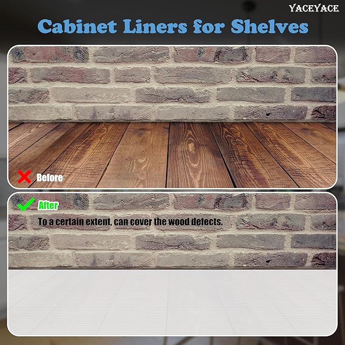YACEYACE Shelf Liners Thick, 12 in x 10 FT Clear Drawer Liner Washable Oil-Proof, Waterproof Mats, Cabinet Liners for Shelves, Desks, Refrigerator