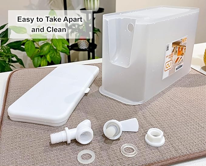 NDBOX Slim Fridge Jug with Faucet for Water, Iced Tea, Fruit Juice, Softdrinks, Milk, Beverages Dispenser - Hot or Cold Drinks for Parties - Spacesaver 3.5L or 0.92Gal Container (White Jug 1pc)