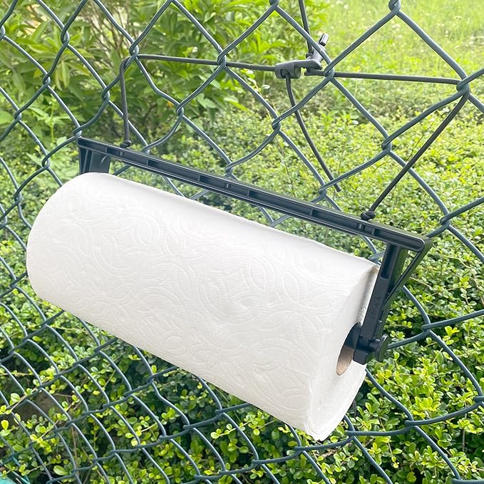 YYST Hanging Paper Towel Holder Portable Paper Towel Holder for RV, Camping,Tent, Grill, Garage, Car Backseat, Fence, Patio Umbrella, Beach Umbrella, etc with 2 Hooks (1)