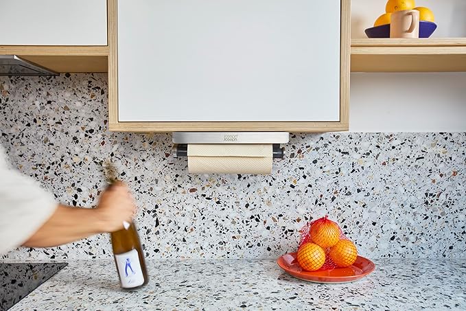 Joseph Joseph RollGrip Under Cabinet Paper Towel Kitchen Roll Holder, Space-Saving, Fits up to 5.5" Diameter Rolls