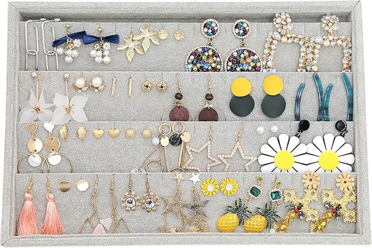 Stratalife Stud Earring Organizer Stackable Jewelry Tray Removable Display Tray Organizer for Jewelry Necklace Earring Drawer Insert Grey