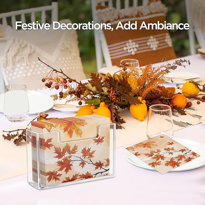 HBlife Acrylic Paper Napkin Holder for Kitchen - Clear Waterproof Vertical Stand, for 6.5"x6.5" Disposable Luncheon Paper Dispenser, Modern Square Table Tray for Dinner, Hotel, Restaurant, Bar, Party
