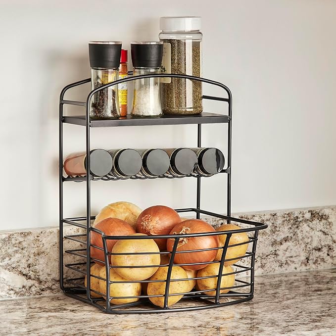 Polder Countertop Storage Bin with Shelf and Jars