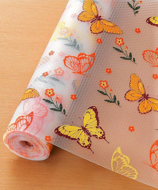 Cooyes Shelf & Drawer Liner for Kitchen Cabinets Non-Adhesive, Waterproof and Washable EVA Shelf Paper, Protect & Decorate Dresser, Bathroom, and Cupboards (Colorful Butterfly, 17.7" W x 78.7" L)
