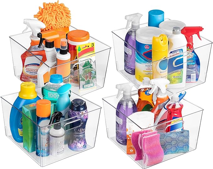 ClearSpace Clear Plastic Storage Bins – XL 8 Pack Perfect Kitchen or Pantry Organization Fridge Organizer and Storage Bins, Cabinet Organizers