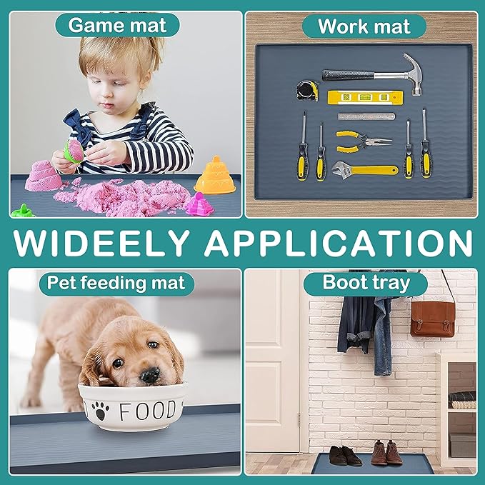 URMONA Waterproof Silicone Under Sink Mat 22'' x 22'' Shelf Liner for Kitchen and Bathroom, Cabinet and Counter Protector, Storage and Organizers, Litter Mat, Pet Cat Puppy Essentials(Green)