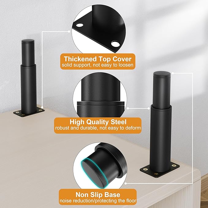Metal Adjustable Furniture Legs 5.12-9.45 inch, Sofa Legs Cabinet Legs Adjustable Height Replacement Support Legs for Bed/Couch/Dresser/Chair/Coffee Table,Legs for Furniture Set of 8-Black