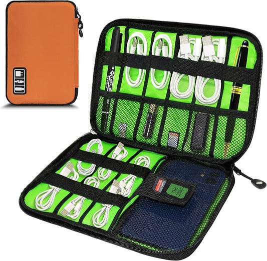 Miavers Electronics Organizer,Travel Cord Organizer Pouch, Portable Cable Organizer Bags,Travel Electronic Accessories Storage Case for Cables, Cords, Charger, Phone (Orange)