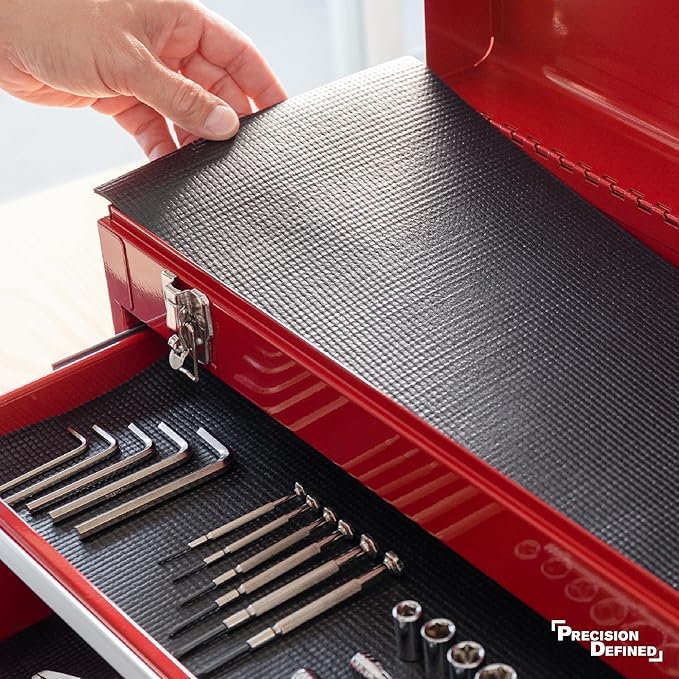 Precision Defined Professional Grade Tool Box Liner, 10 ft x 24", Black | Tool Box Drawer Liner, Shelf Liner Non Slip Mat, Thick Cabinet Shelf Liner, Toolbox Drawer Liner