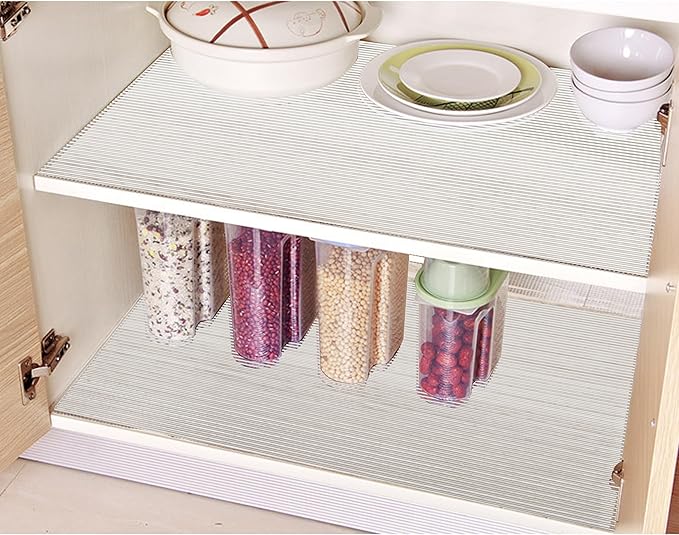 Shelf Liners for Kitchen Cabinets Non Slip 11 Inch Wide X 20 Ft Non Adhesive Drawer Liner Waterproof Clear Cabinet Liner Oil Proof Shelves Liner for Refrigerator Cupboard Pantry Closet Bathroom