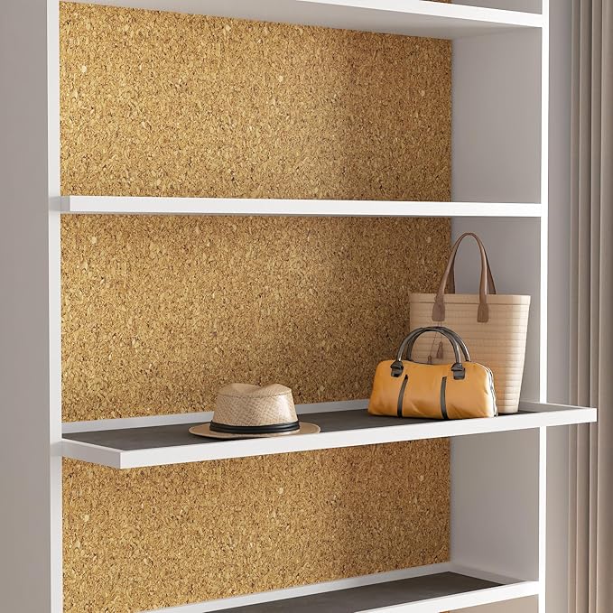 Decotalk Cork Shelf Liner Roll Self Adhesive Cork Liners for Drawers and Cabinets Peel and Stick Corks Drawer Liners for Kitchen 1.4ftx4ft Corks Shelf Liner for Kitchen Cabinets Corkboard Pad Sheet