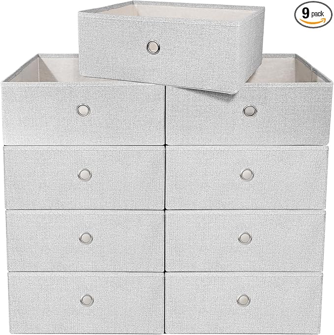 SHAWKEN Drawer Organizer Clothes, 9-Pack Collapsible Cube Storage Bin for Versatile Home and Closet Organizers and Storage