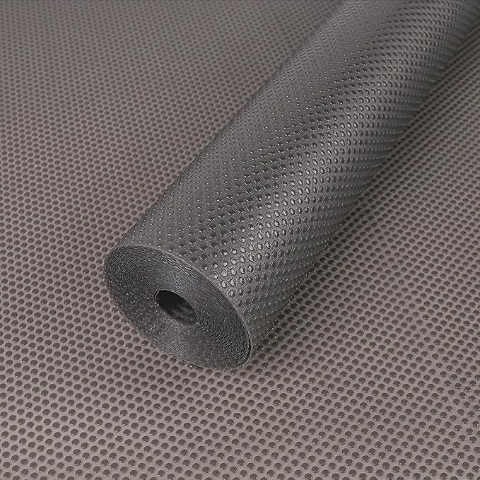 FLPMIX Kitchen Cabinet Shelf Liner: 22" x 300" Clear Waterproof Under Sink Mat - Translucent Grey Non-Adhesive Large Drawer Liner for Pantry Bathroom Cupboard