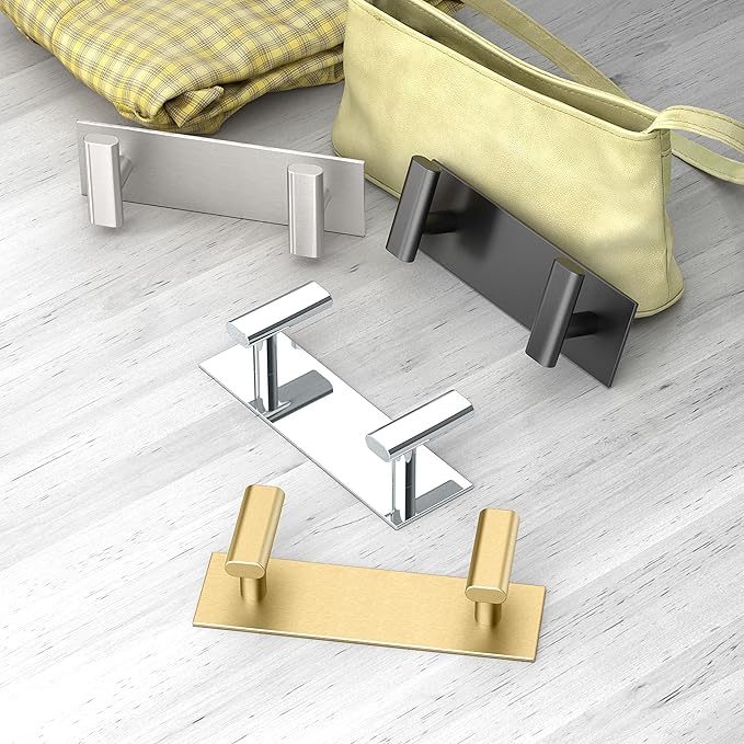 Gatco 1283B Elevate All Modern Décor Double Hook, Brushed Brass/Wall Mounted 6.5" W X 2.50" H 2-Hook/Robe, Towel Hook for Bathroom