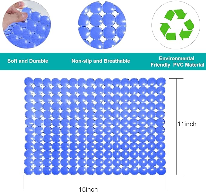 Coopay 2 Pack Kitchen Sink Mat Plastic Protect Mat PVC Eco-Friendly Kitchen Adjustable Stainless Steel/Porcelain Dish Drying Pad Protector for Bottom of Sink, 15 x 11 Inches (Blue)