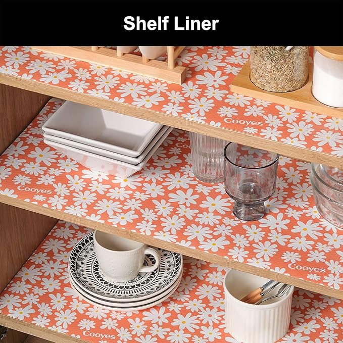 Cooyes Shelf Liner – Premium Non-Adhesive Cabinet & Drawer Liner for Kitchen – Waterproof Shelf Paper with Modern Pattern – Durable EVA Cabinet Mat – Easy to Cut （24" W x 240" L）