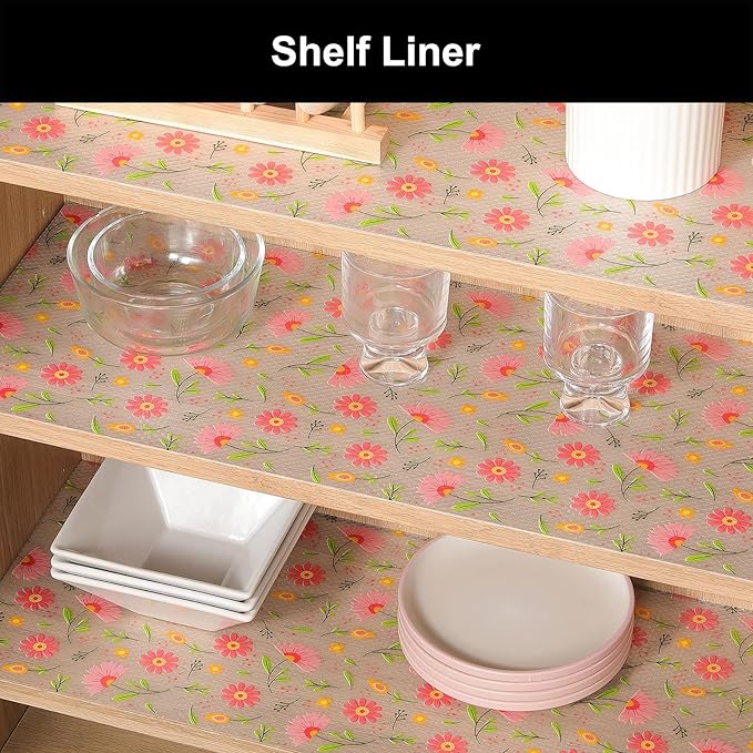 Cooyes Shelf Liner – Premium Non-Adhesive Cabinet & Drawer Liner for Kitchen – Waterproof Shelf Paper with Modern Pattern – Durable EVA Cabinet Mat – Easy to Cut （24" W x 120" L）