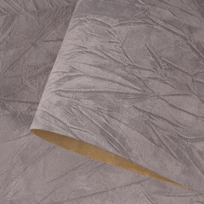 CRE8TIVE Crinkle Crushed Velvet Wallpaper Peel and Stick Grey Contact Paper for Cabinets Drawers 12"x80" Fabric Felt Drawer Liner Self Adhesive Velvet Flocking Liner for Jewelry Drawer Displays Decor