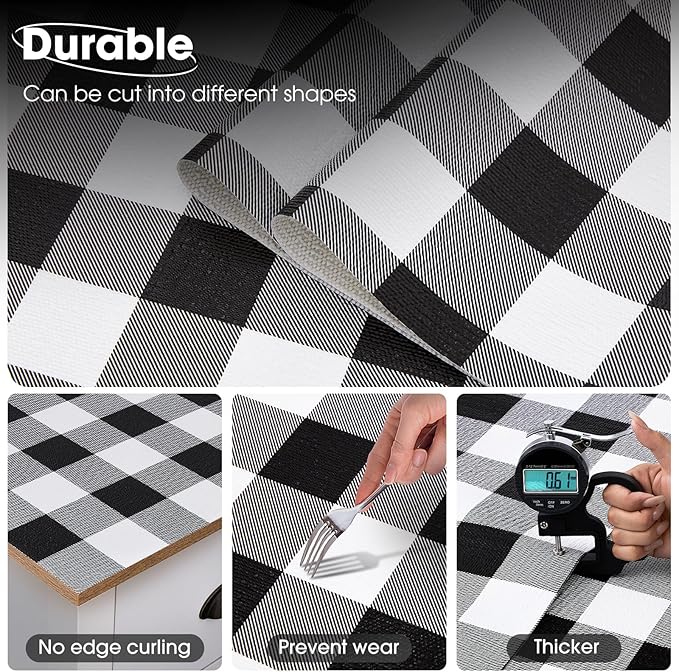 ALIUNI Drawer and Shelf Liner, Non-Slip Kitchen Cabinet Liners Non-Adhesive Thick Strong Grip Waterproof Washable Mats Protect Dresser Shelves Cupboard Bathroom Cabinets, Buffalo Plaid, 18 in X 10 FT