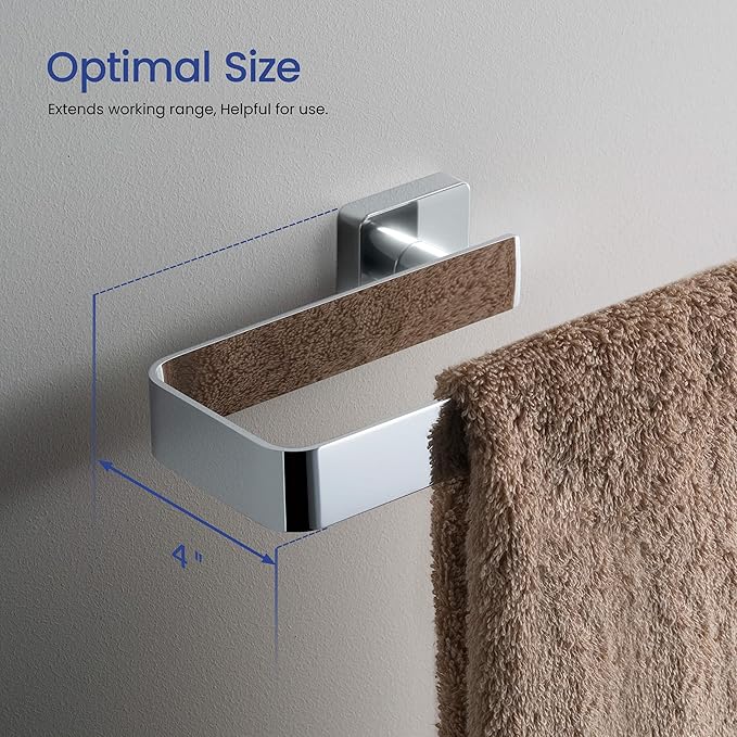 KIBI Blaze 2-Piece Bathroom Hardware Set – Towel Bar and Toilet Paper Holder, Wall Mounted Bathroom Accessory Set, Rust-Resistant Solid Brass, Modern Square Design (Chrome, KBA16-2-1)
