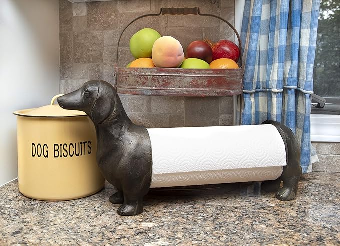 Creative Co-Op Antiqued Bronze Dachshund Dog Paper Towel Holder