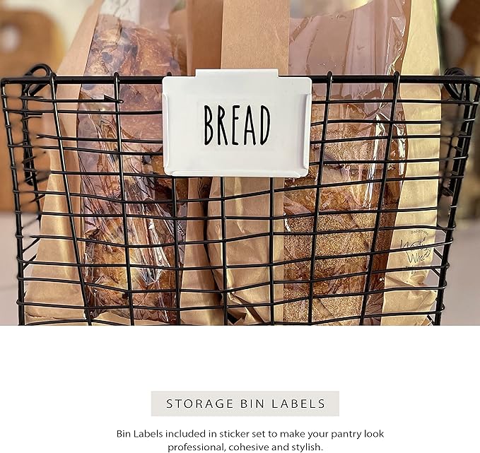 QUART + PINT 155 Kitchen Pantry Labels for Containers. Preprinted Clear Handwritten Stickers with Black Text. Waterproof Vinyl Stickers. Organization Labels for Jars Canisters & Home Storage Bins.