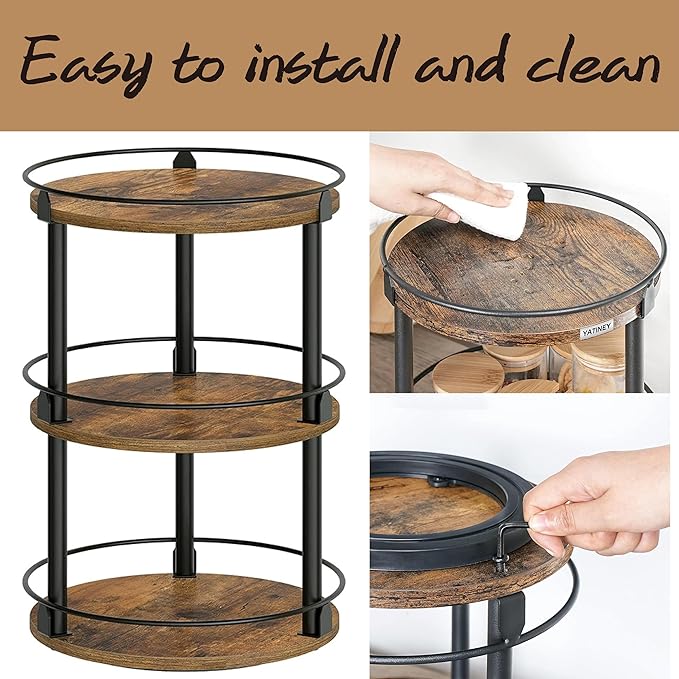 Rotating Spice Rack,Rotates Smoothly,Aesthetically Pleasing Durable,Lazy Susan Organizer for Kitchen Countertops, Bathrooms, Dressing Tables,Coffee Tables, and Other Locations (Three)