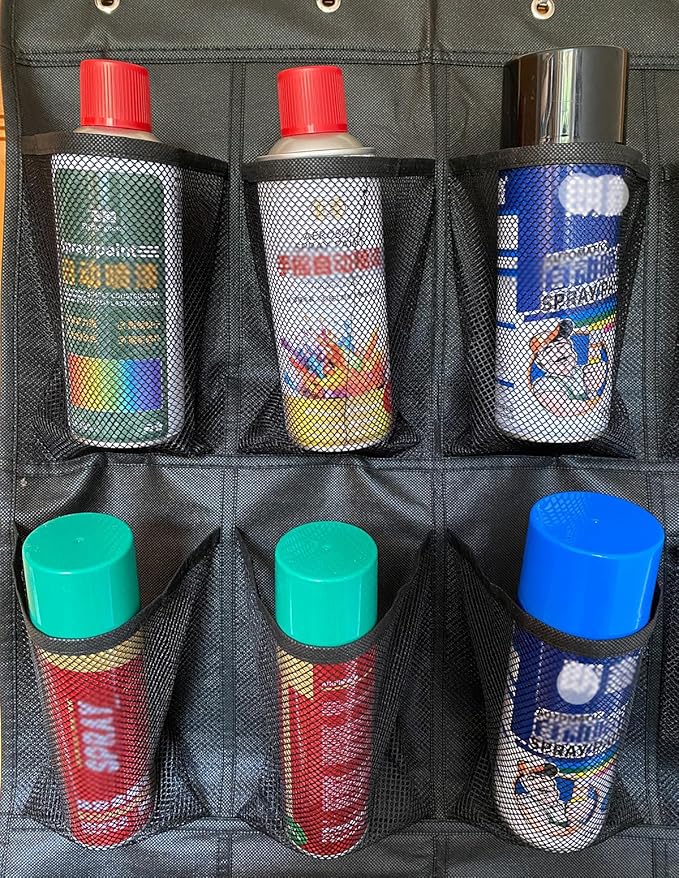 Spray Paint Can Holder Storage Rack,Wall Mounted Metal Paint Bottle Organizer,24 Can aerosol can holder,for Garage and Craft Workroom Bottle Organizer, Wall Mount Aerosol Holder