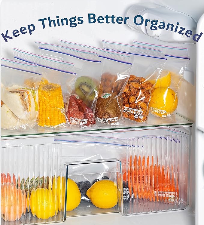 24/7 Bags- Sandwich Zip Storage Bags, Case Pack, 2400 Count, Single Zipper Seal, Easy Grip Open Tabs, Write-On Space, BPA-Free & Heavy Duty, 48 Boxes of 50
