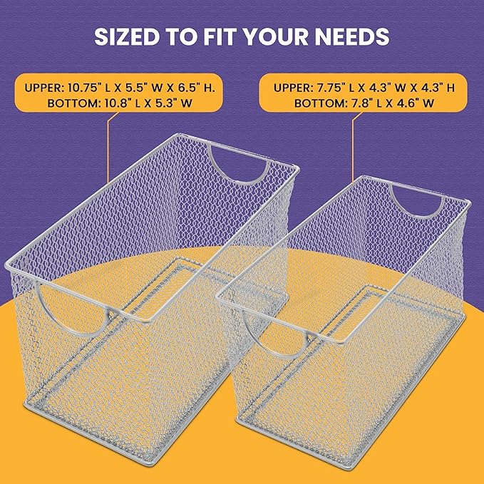 YBM Home Kitchen Pantry Organizer Wire Basket for Shelves, Cabinets, Pantry, Countertop, Mesh Open Storage Bin Metal Basket for Organizing Food Supplies, 10.75x5.5x6.5