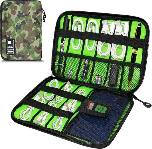 Miavers Electronics Organizer,Travel Cord Organizer Pouch, Portable Cable Organizer Bags,Travel Electronic Accessories Storage Case for Cables, Cords, Charger, Phone (CamouflageGreen)