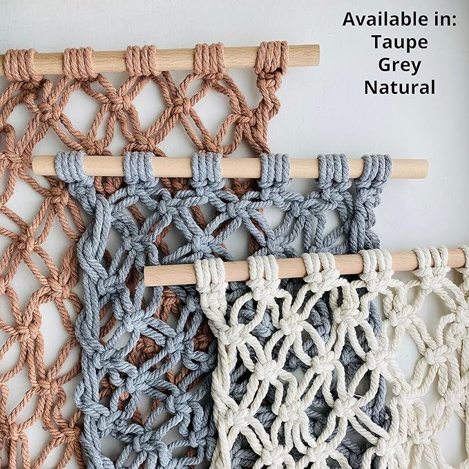 Fruit Hammock - Hanging Fruit Basket - Produce and Veggie Storage for Kitchen Under Cabinet - Banana Hook - Macrame Boho Modern (Grey)