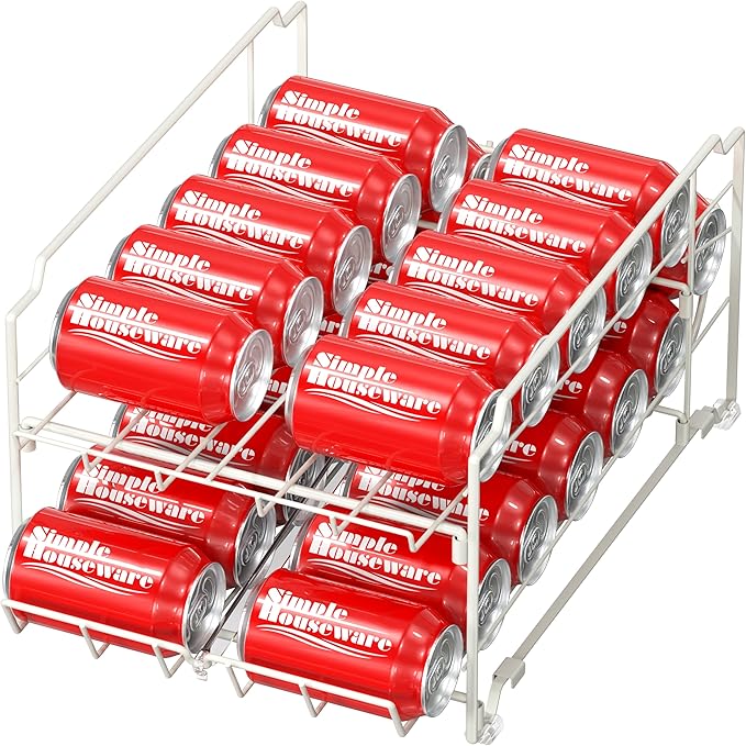 Simple Houseware Dual Row Front Loading Stackable Can Dispenser, White