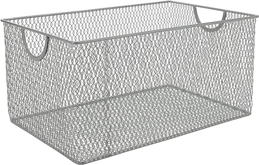 YBM HOME Kitchen Pantry Organizer Wire Basket for Shelves, Cabinets, Pantry, Countertop, Mesh Open Storage Bin Metal Basket for Organizing Food Supplies, 13.3x8.5x6.5
