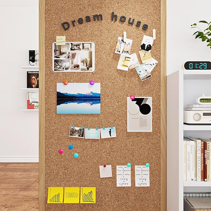 Yenhome 35.8"X118" Cork Board Bulletin Board for Office Decorative Self Adhesive Shelf Liner Large Cork Sheet Roll Renter Friendly Removable Thin Brown Natural Cork Contact Paper Peel and Stick
