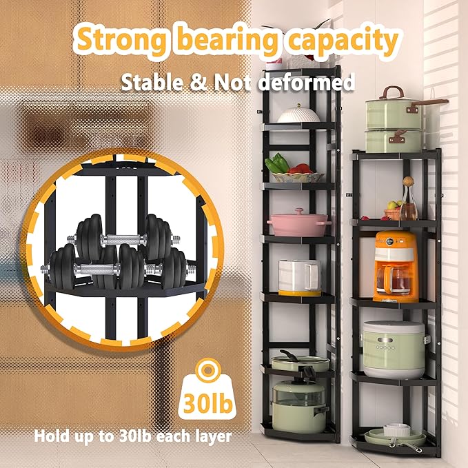 7-Tier Multifunctional Adjustable Pan & Pot Rack for Kitchen, Pan Organizer, Pot Organizer Organization & Storage, Pot Lid Organizer (Big Corner 7-tier)
