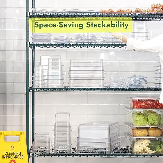 CURTA 6-Pack 1/4 Size 4" Deep NSF Polycarbonate Food Pans with Handled Lids & Drain Trays | Dishwasher & Freezer Safe Clear Container for Prep Tables, Buffet, Salad Bar, Commercial Kitchen