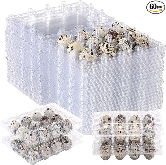 60 Pcs Quail Egg Cartons, Square Dozen Egg Boxes, Classical 3x4 Style Holds Up to Twelve 12 Count Small Quail Eggs Basket, Pigeon Eggs, Bulk Carton Quail Egg Tray Container for Refrigerator