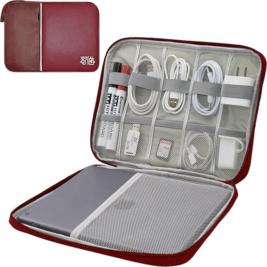 Miavers Electronics Organizer,Travel Cord Organizer Pouch, Portable Cable Organizer Bags, Waterproof Electronic Accessories Storage Case for Cables, Cords, Charger, Phone (Single Layer-Large-Winered)
