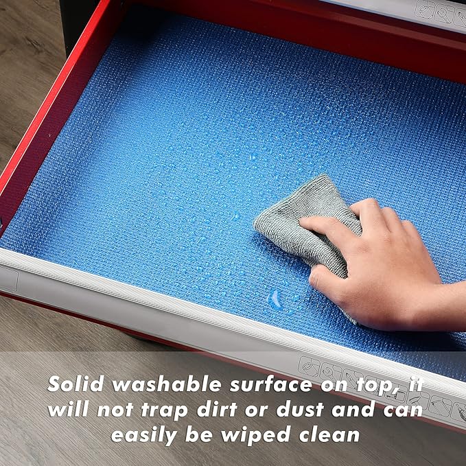 CASOMAN Professional Tool Box and Drawer Liner, Blue, Easy Cut Non-Slip Foam Rubber Toolbox Drawer Liner Mat - Adjustable Thick Cabinet Liners, 18inch (Wide) X 24feet (Long)
