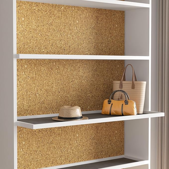 Decotalk Cork Shelf Liner Self Adhesive Cork Liners for Drawers and Cabinets 23.6x78.7 Inch Corks Drawer Liners for Kitchen Corks Contact Paper Brown Shelf Liner for Kitchen Cabinets, Peel and Stick