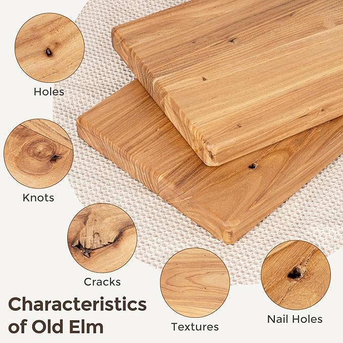 Fun Memories 72 Inch Floating Shelves for Wall, Rustic Solid Elm Wood Shelves for Home Decor, 8 Inch Deep Floating Shelf Wall-Mounted, Heavy-Duty Storage Shelf for Living Room, Bedroom, Kitchen