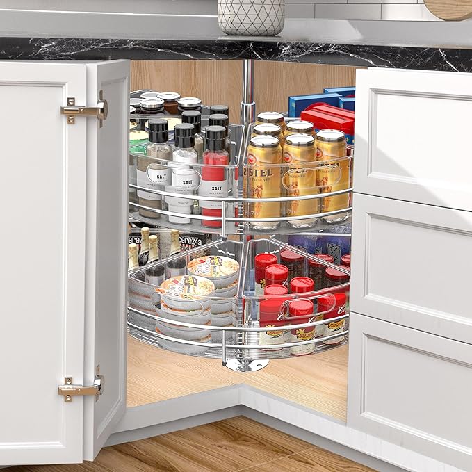 Lazy Susan Organizer Bins for 28"-29" Diameter Corner Cabinet Lazy Susan, 6 Pack, Clear Plastic Cabinet and Pantry Storage Bin, 1/8 Wedge-Food Safe, BPA Free