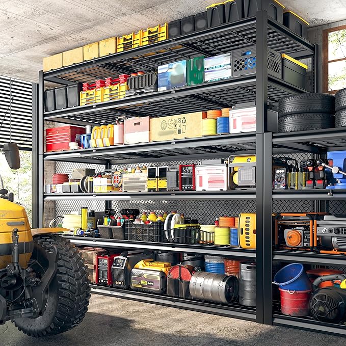 REIBII 60" W Garage Shelving, 3000LBS Storage Shelves, 6 Tier Heavy Duty Shelving, Adjustable Metal Shelving Units and Storage Rack for Warehouse, Pantry, Basement, 60" W x 84" Hx 24" D, 2 Pack