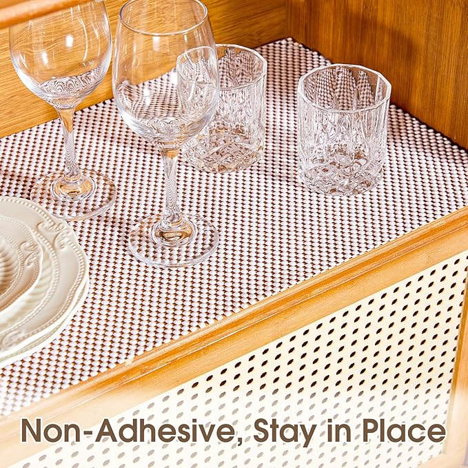 ALIUNI Shelf Liner for Kitchen Cabinet, Drawer Liners Non Slip Non Adhesive Thick Mat, Breathable Dresser Pantry Bathroom Protector, White, 12" x 360"
