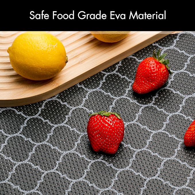Cooyes Shelf Liner for Kitchen Cabinets – Non-Adhesive Waterproof Drawer Liner – Durable EVA Material Easy-to-Cut Shelf Paper for Refrigerator, Cupboard, Dresser with Modern Pattern