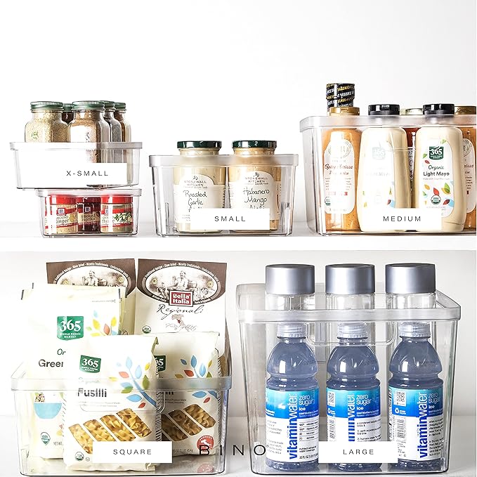 BINO | Plastic Storage Bins, Medium - 12 Pack | THE LUCID COLLECTION | Multi-Use Organizer Bins | Built-In Handles | BPA-Free | Pantry Organization | Home Organization | Fridge Organizer | Freezer Org
