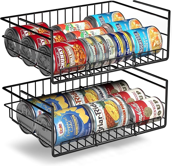 Sorbus Under Cabinet Can Organizer Hanging Basket– Pantry Under shelf basket for Canned Goods, Fruits, and Kitchen Storage – Rolling Can Dispenser Rack, wire shelf for Kitchen Pantry Organization