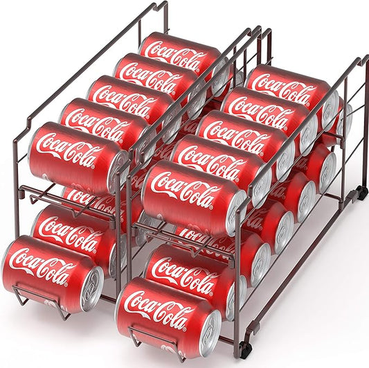 Simple Houseware Stackable Beverage Soda Can Dispenser Organizer Rack, Bronze - 2 Pack