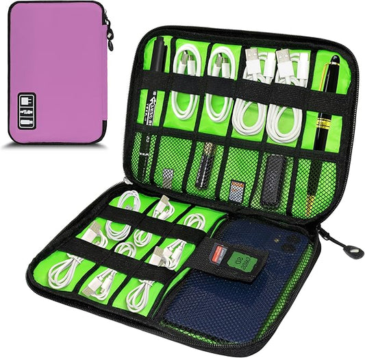 Miavers Electronics Organizer,Travel Cord Organizer Pouch, Portable Cable Organizer Bags,Travel Electronic Accessories Storage Case for Cables, Cords, Charger, Phone (Pink)